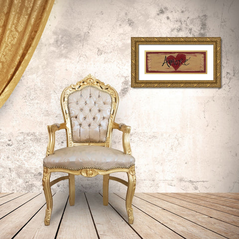 Amore Gold Ornate Wood Framed Art Print with Double Matting by Moulton, Jo
