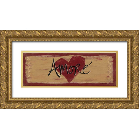Amore Gold Ornate Wood Framed Art Print with Double Matting by Moulton, Jo