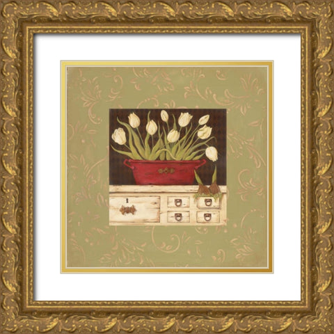 The White Cupboard Gold Ornate Wood Framed Art Print with Double Matting by Moulton, Jo