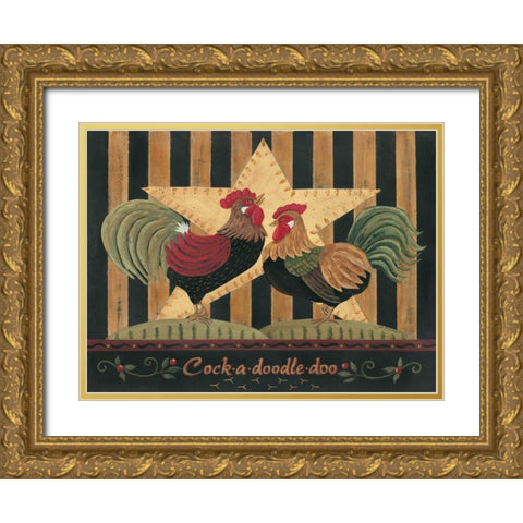 Cock-a-Doodle-Doo Gold Ornate Wood Framed Art Print with Double Matting by Moulton, Jo
