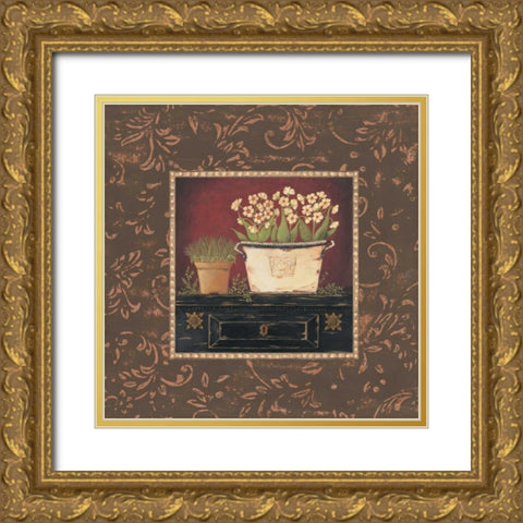 Floral III Gold Ornate Wood Framed Art Print with Double Matting by Moulton, Jo