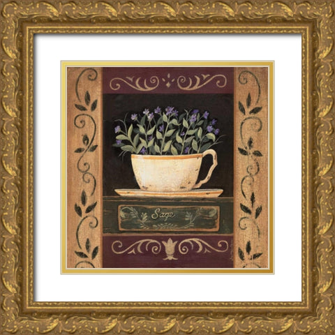 Sage Gold Ornate Wood Framed Art Print with Double Matting by Moulton, Jo