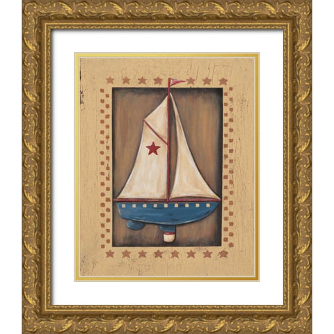 Sailboat Gold Ornate Wood Framed Art Print with Double Matting by Moulton, Jo