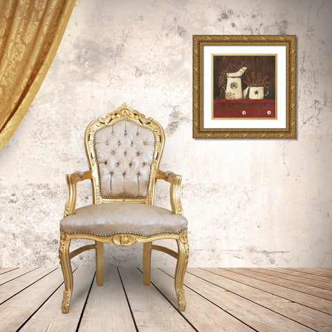 Red Cupboard I Gold Ornate Wood Framed Art Print with Double Matting by Moulton, Jo