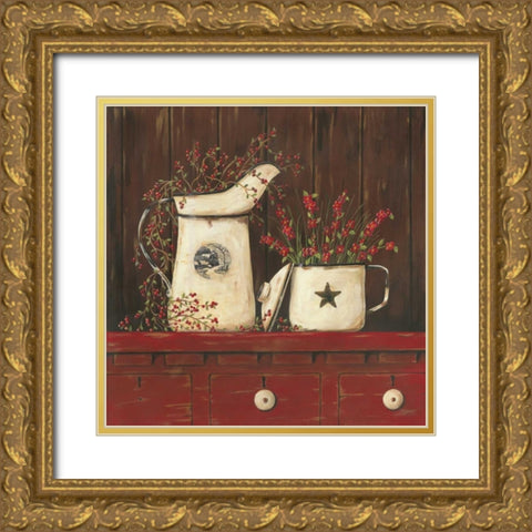 Red Cupboard I Gold Ornate Wood Framed Art Print with Double Matting by Moulton, Jo
