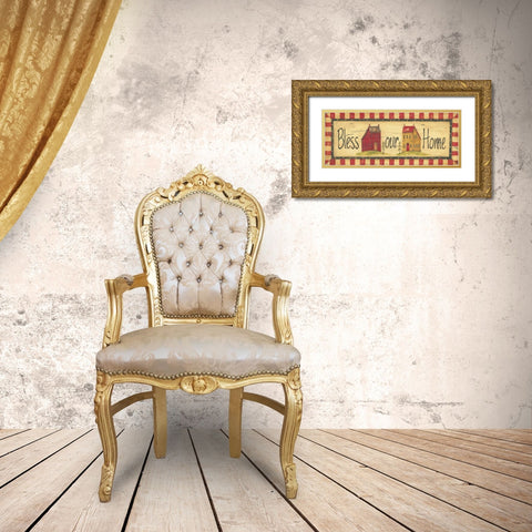 Bless Our Home Gold Ornate Wood Framed Art Print with Double Matting by Moulton, Jo