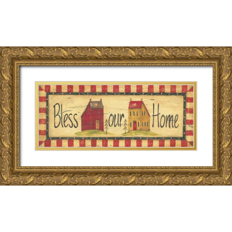 Bless Our Home Gold Ornate Wood Framed Art Print with Double Matting by Moulton, Jo