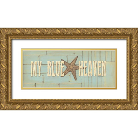 My Blue Heaven Gold Ornate Wood Framed Art Print with Double Matting by Moulton, Jo