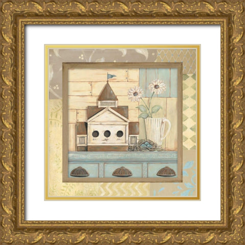 Birdhouse I Gold Ornate Wood Framed Art Print with Double Matting by Moulton, Jo
