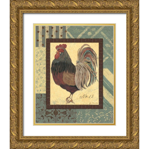 Rooster No. 15 Gold Ornate Wood Framed Art Print with Double Matting by Moulton, Jo