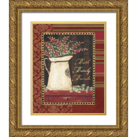 Faith Family Friends Gold Ornate Wood Framed Art Print with Double Matting by Moulton, Jo