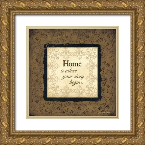 Home Gold Ornate Wood Framed Art Print with Double Matting by Moulton, Jo