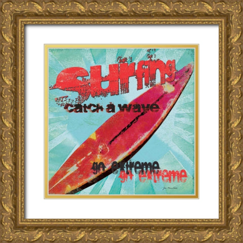 Surfing Gold Ornate Wood Framed Art Print with Double Matting by Moulton, Jo