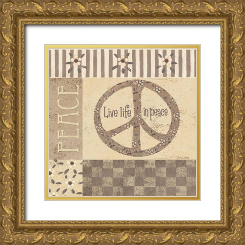 Peace Gold Ornate Wood Framed Art Print with Double Matting by Moulton, Jo