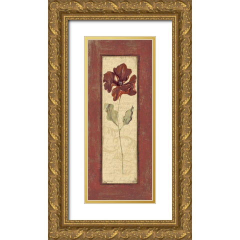 Crimson Petals I Gold Ornate Wood Framed Art Print with Double Matting by Moulton, Jo