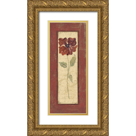 Crimson Petals II Gold Ornate Wood Framed Art Print with Double Matting by Moulton, Jo