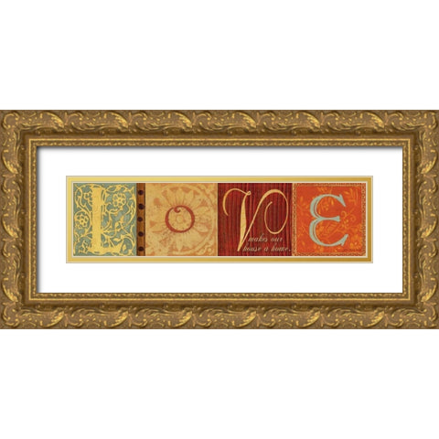 Love Home Gold Ornate Wood Framed Art Print with Double Matting by Moulton, Jo