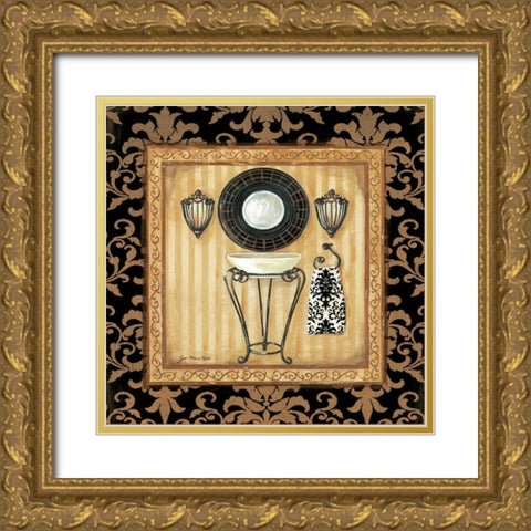 Black Veranda Bath II Gold Ornate Wood Framed Art Print with Double Matting by Moulton, Jo