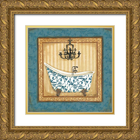 Blue Slipper Bath I Gold Ornate Wood Framed Art Print with Double Matting by Moulton, Jo