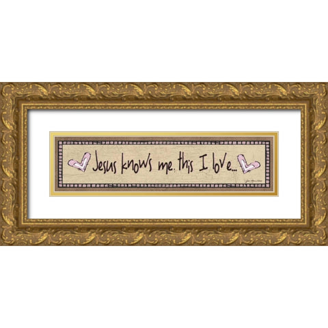 Jesus Knows Me - Pink Gold Ornate Wood Framed Art Print with Double Matting by Moulton, Jo