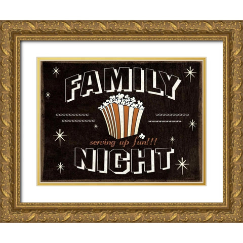 Familly Night Gold Ornate Wood Framed Art Print with Double Matting by Moulton, Jo