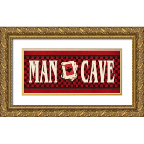 Man Cave - Red Gold Ornate Wood Framed Art Print with Double Matting by Moulton, Jo