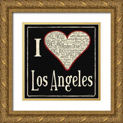 LA Gold Ornate Wood Framed Art Print with Double Matting by Moulton, Jo