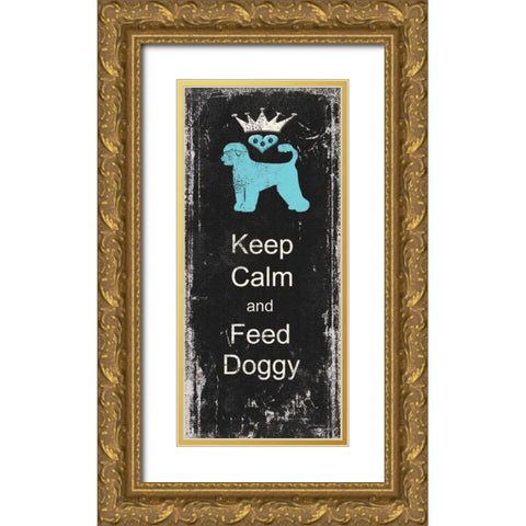 Feed Dog Gold Ornate Wood Framed Art Print with Double Matting by Moulton, Jo