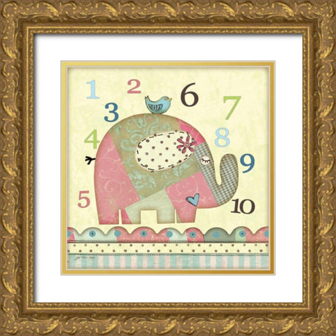 Number Elephant Gold Ornate Wood Framed Art Print with Double Matting by Moulton, Jo