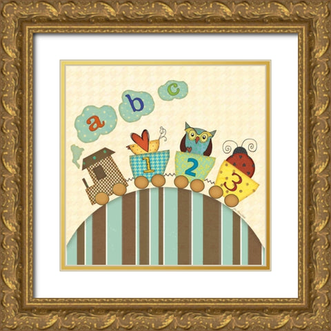 Learning Train Gold Ornate Wood Framed Art Print with Double Matting by Moulton, Jo