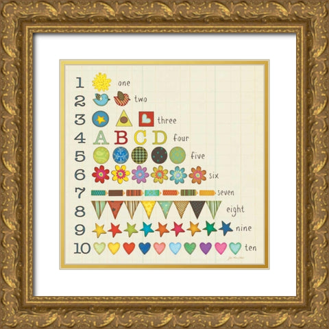 Lets Count! Gold Ornate Wood Framed Art Print with Double Matting by Moulton, Jo