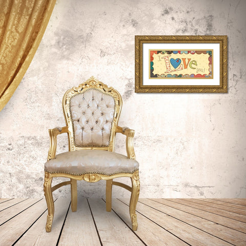 I Love You Gold Ornate Wood Framed Art Print with Double Matting by Moulton, Jo