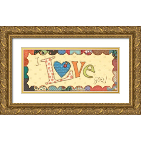 I Love You Gold Ornate Wood Framed Art Print with Double Matting by Moulton, Jo