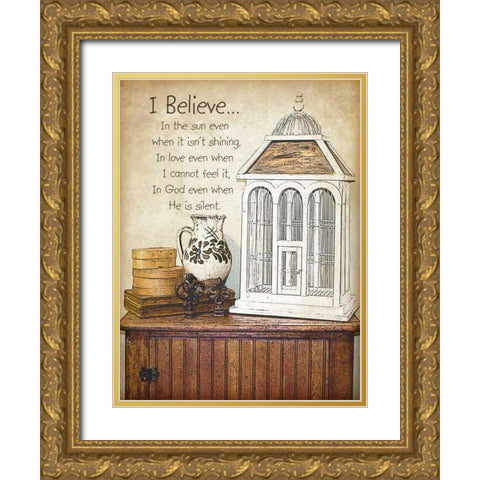 I Believe Gold Ornate Wood Framed Art Print with Double Matting by Moulton, Jo