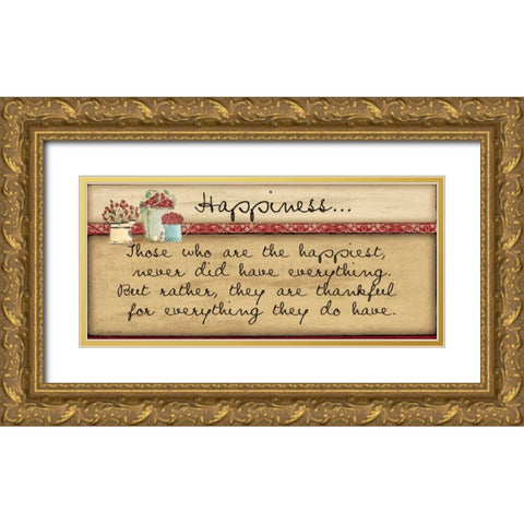 Happiness - Blue Gold Ornate Wood Framed Art Print with Double Matting by Moulton, Jo