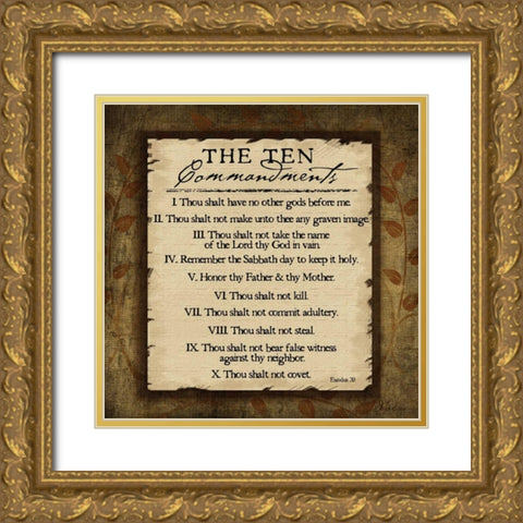 The Ten Commandments Gold Ornate Wood Framed Art Print with Double Matting by Pugh, Jennifer