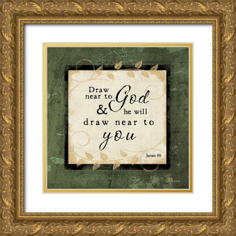 Draw Near to God Gold Ornate Wood Framed Art Print with Double Matting by Pugh, Jennifer