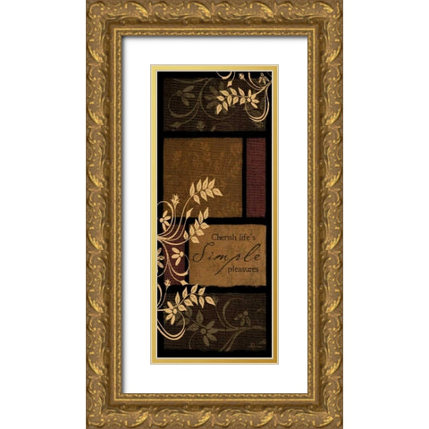 Simple Pleasures Gold Ornate Wood Framed Art Print with Double Matting by Pugh, Jennifer