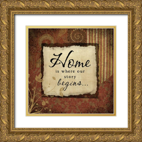 Home Gold Ornate Wood Framed Art Print with Double Matting by Pugh, Jennifer