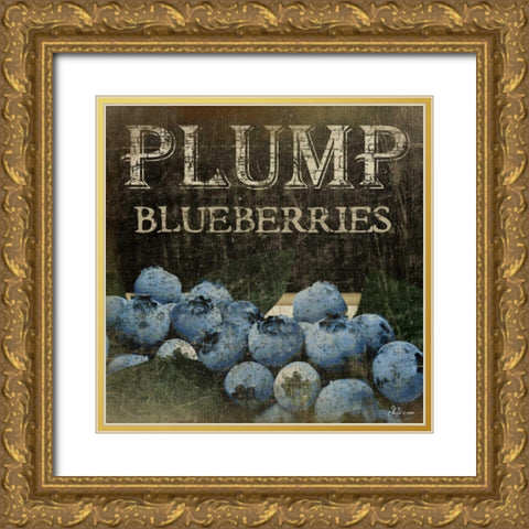 Plump Blueberries Gold Ornate Wood Framed Art Print with Double Matting by Pugh, Jennifer