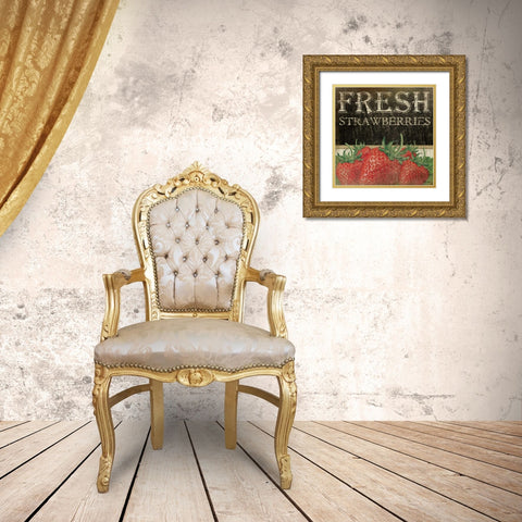 Fresh Strawberries Gold Ornate Wood Framed Art Print with Double Matting by Pugh, Jennifer