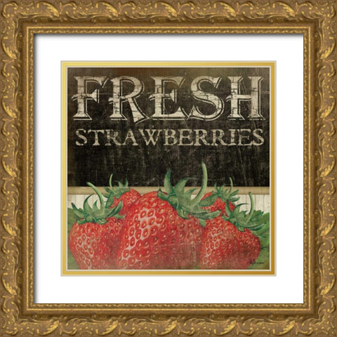 Fresh Strawberries Gold Ornate Wood Framed Art Print with Double Matting by Pugh, Jennifer