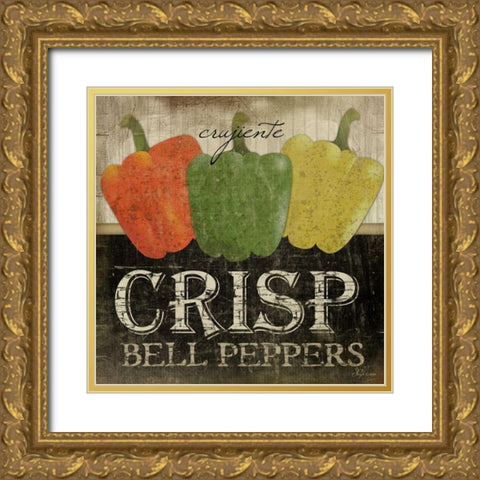 Crisp Bell Peppers Gold Ornate Wood Framed Art Print with Double Matting by Pugh, Jennifer