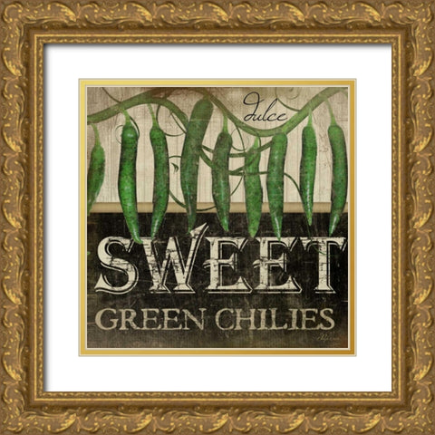 Sweet Green Chilies Gold Ornate Wood Framed Art Print with Double Matting by Pugh, Jennifer