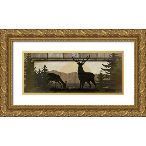 Deer Gold Ornate Wood Framed Art Print with Double Matting by Pugh, Jennifer