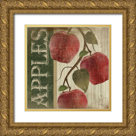Red Apples Gold Ornate Wood Framed Art Print with Double Matting by Pugh, Jennifer
