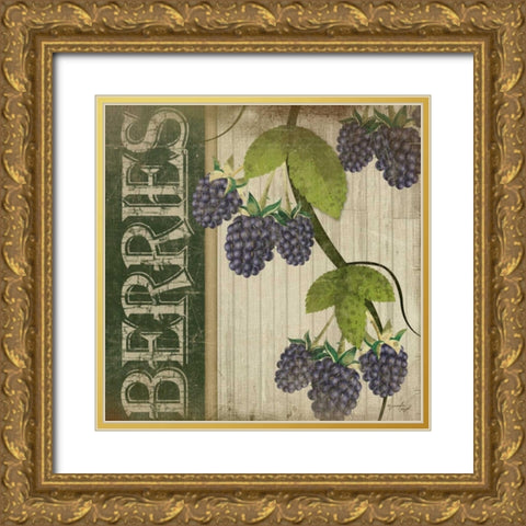 Berries Gold Ornate Wood Framed Art Print with Double Matting by Pugh, Jennifer