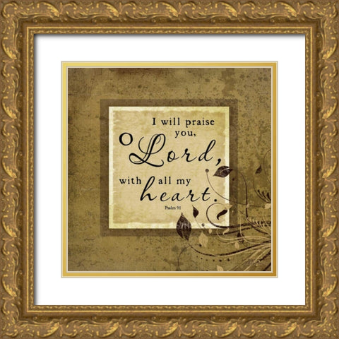 I Will Praise Gold Ornate Wood Framed Art Print with Double Matting by Pugh, Jennifer