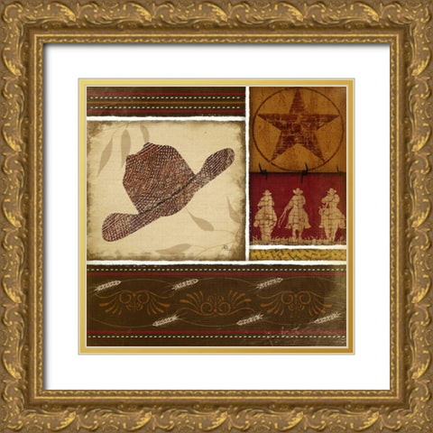 Western Hat - Red Gold Ornate Wood Framed Art Print with Double Matting by Pugh, Jennifer