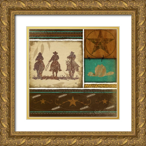 Western Cowboys Gold Ornate Wood Framed Art Print with Double Matting by Pugh, Jennifer